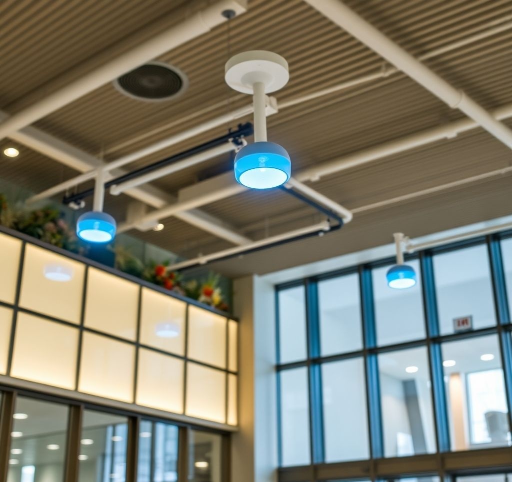 Diagram showing optimal Bluetooth beacon placement in a retail environment