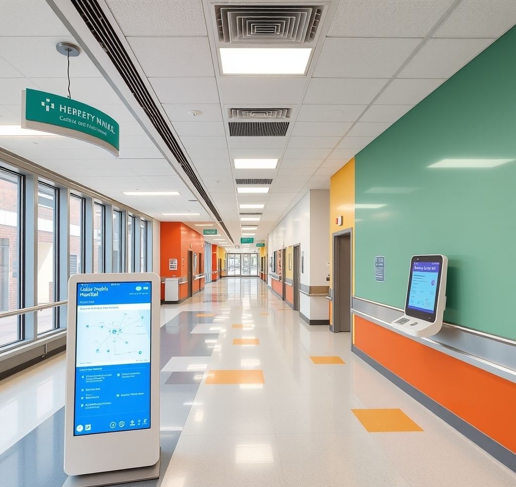 Hospital indoor navigation application showing direction to appointment
