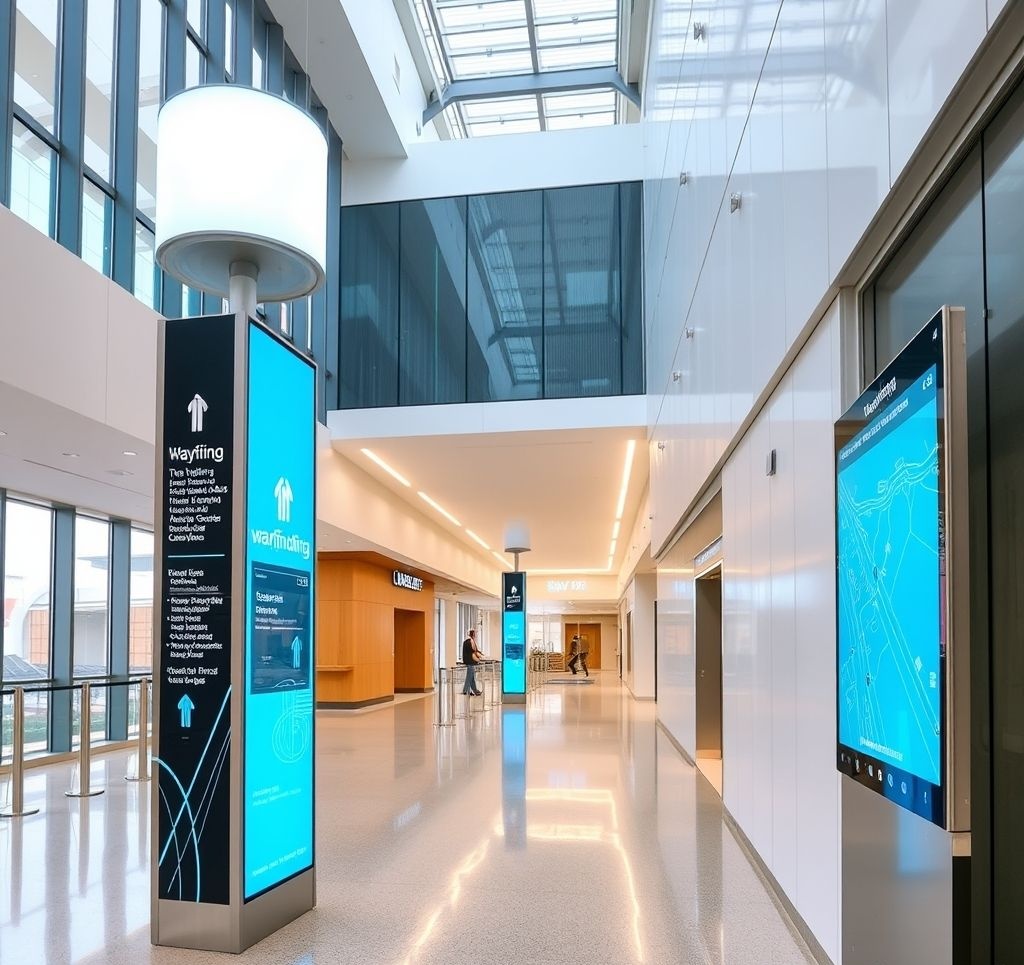 Person using smartphone for indoor navigation in a large shopping mall